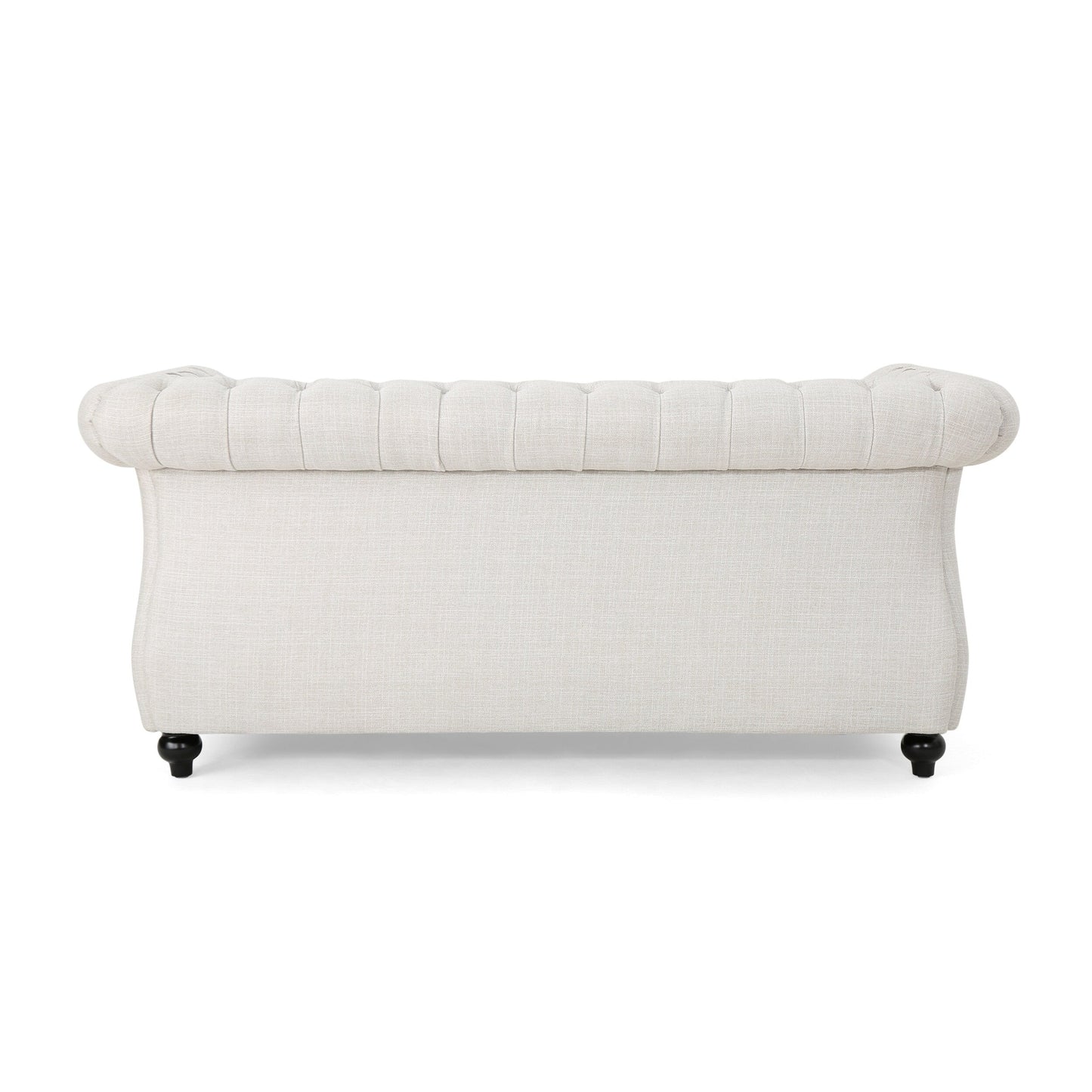 Beige Chesterfield Loveseat Button Tufted Sofa with Nailheads