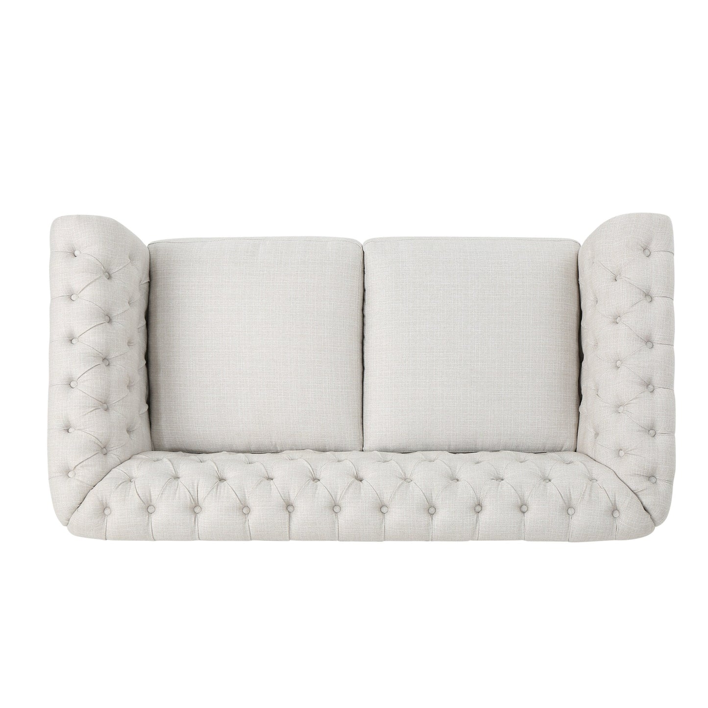 Beige Chesterfield Loveseat Button Tufted Sofa with Nailheads