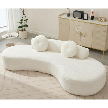 Beige Corduroy Cloud Sofa with Pillows