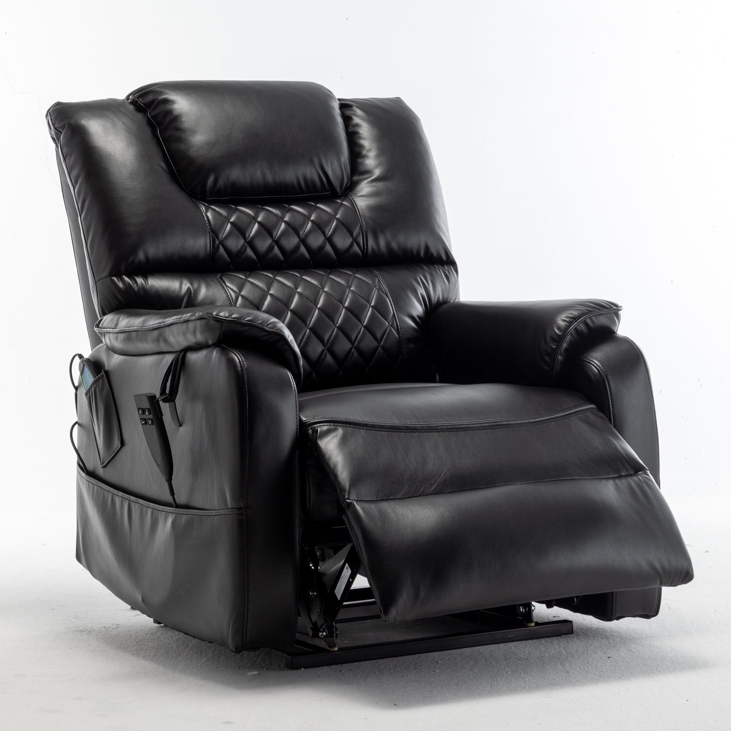 Beige Electric Lift Recliner for Seniors with OKIN Motor, 180° Full Recline, Wide Seating, and Side Storage Pockets
