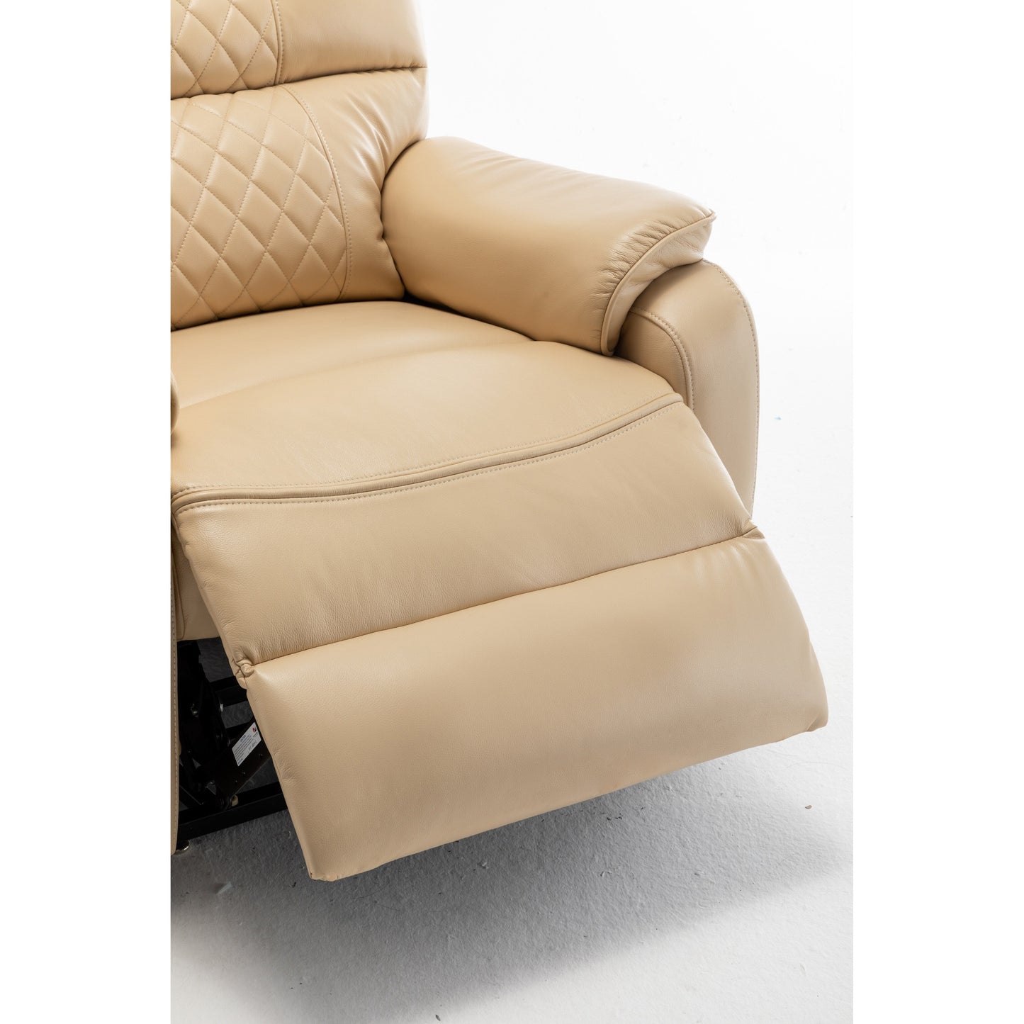 Beige Electric Lift Recliner for Seniors with OKIN Motor, 180° Full Recline, Wide Seating, and Side Storage Pockets