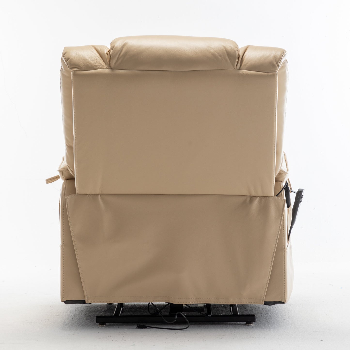 Beige Electric Lift Recliner for Seniors with OKIN Motor, 180° Full Recline, Wide Seating, and Side Storage Pockets