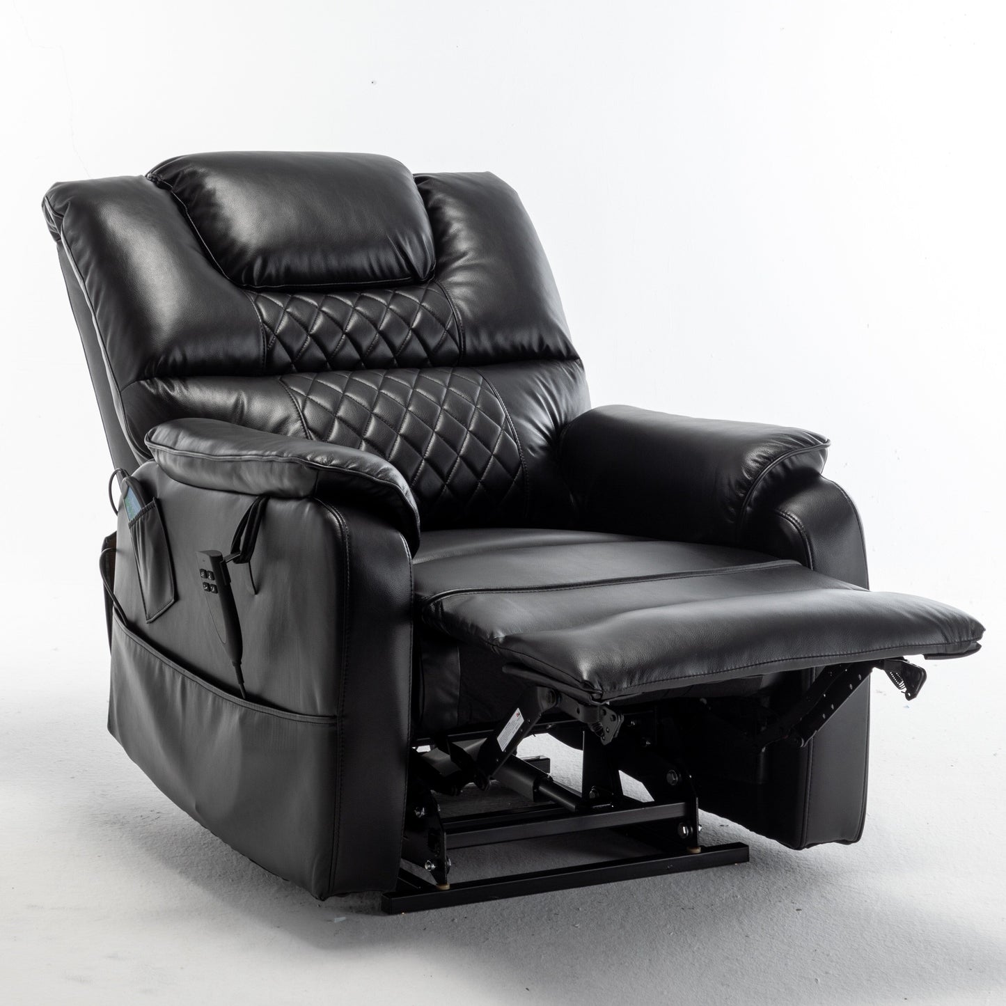 Beige Electric Lift Recliner for Seniors with OKIN Motor, 180° Full Recline, Wide Seating, and Side Storage Pockets
