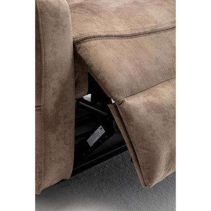 Beige Electric Lift Recliner for Seniors with OKIN Motor, 180° Full Recline, Wide Seating, and Side Storage Pockets