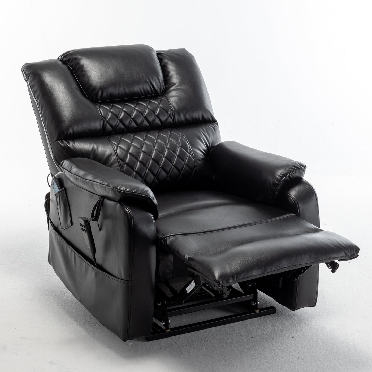 Beige Electric Lift Recliner for Seniors with OKIN Motor, 180° Full Recline, Wide Seating, and Side Storage Pockets