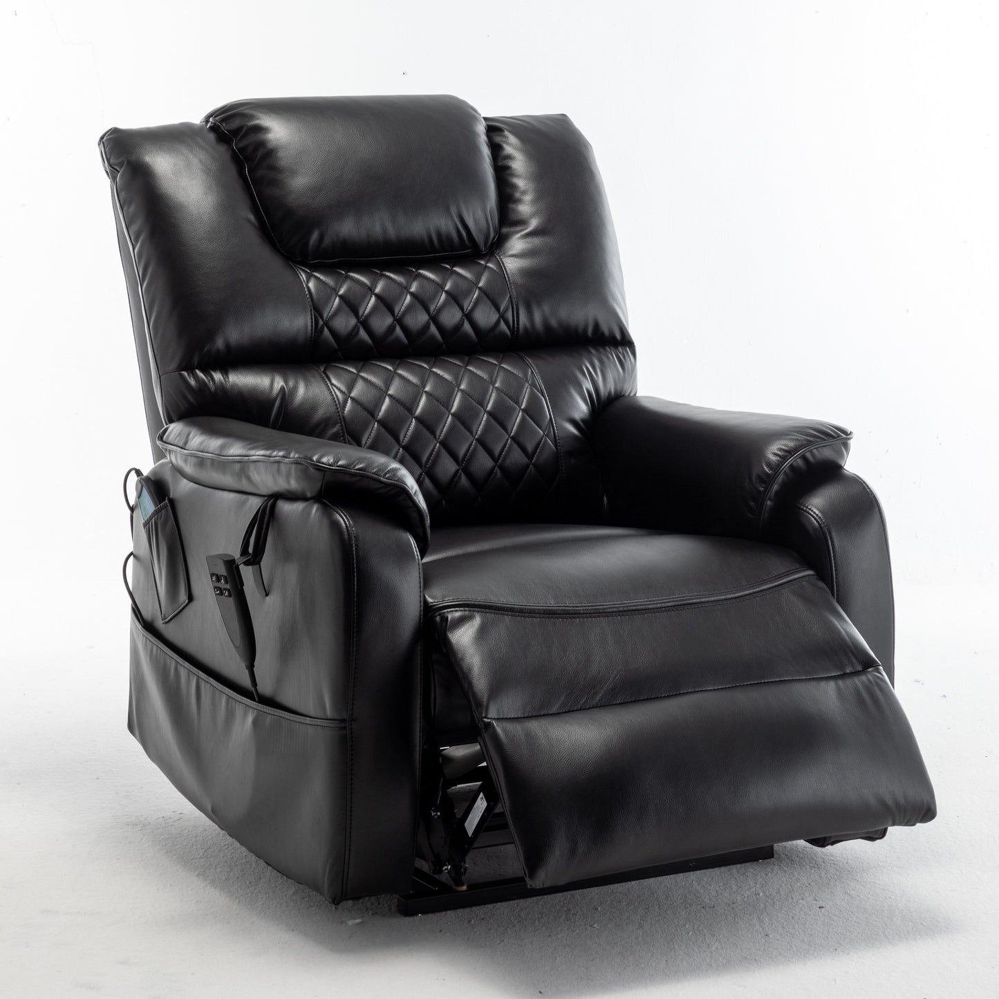 Beige Electric Lift Recliner for Seniors with OKIN Motor, 180° Full Recline, Wide Seating, and Side Storage Pockets