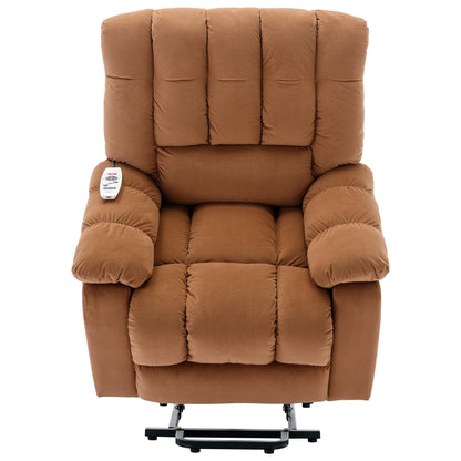 Beige Electric Lift Recliner with Heat, Vibration Massage, and Side Pocket Storage for a Relaxing Living Room Experience