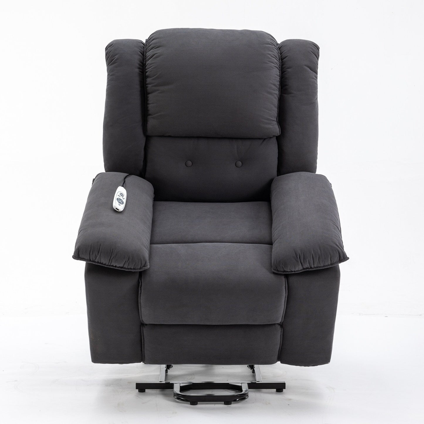 Beige Lift Recliner for Seniors featuring Massage, Heating, Adjustable Recline, Side Storage, and Multiple Positioning Features