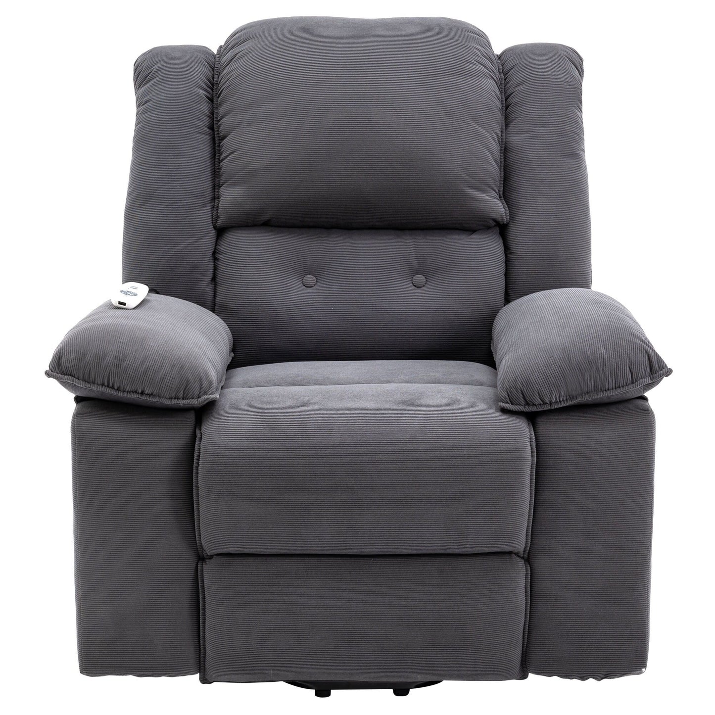 Beige Lift Recliner for Seniors featuring Massage, Heating, Adjustable Recline, Side Storage, and Multiple Positioning Options