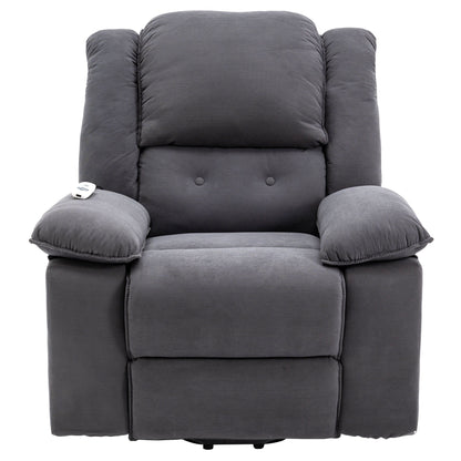 Beige Lift Recliner for Seniors featuring Massage, Heating, Adjustable Recline, Side Storage, and Multiple Positioning Options