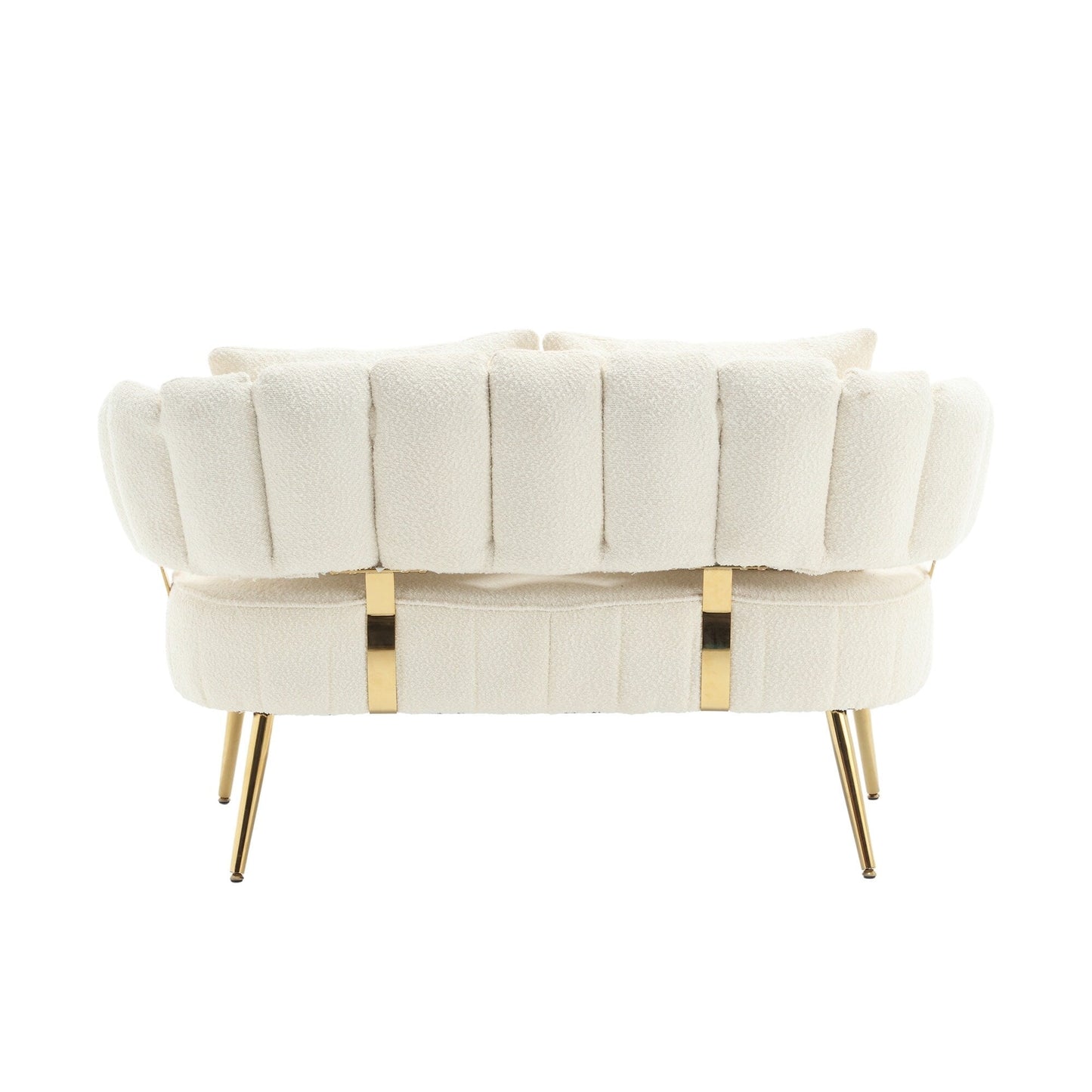 Beige Modern 51.97 Boucle Upholstered Loveseat Sofa with Metal Frame and Pillows for Living Room