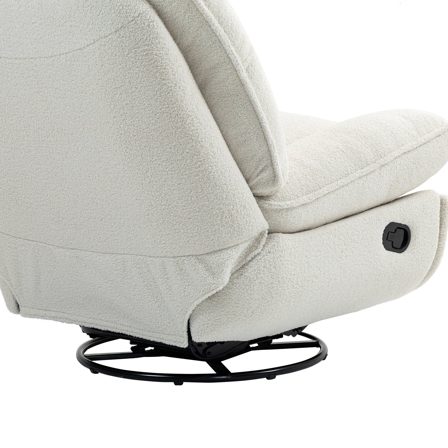 Beige Oversized Chenille Upholstered 360Â° Swivel Glider Rocking Manual Recliner with Extended Footrest and Tufted Back