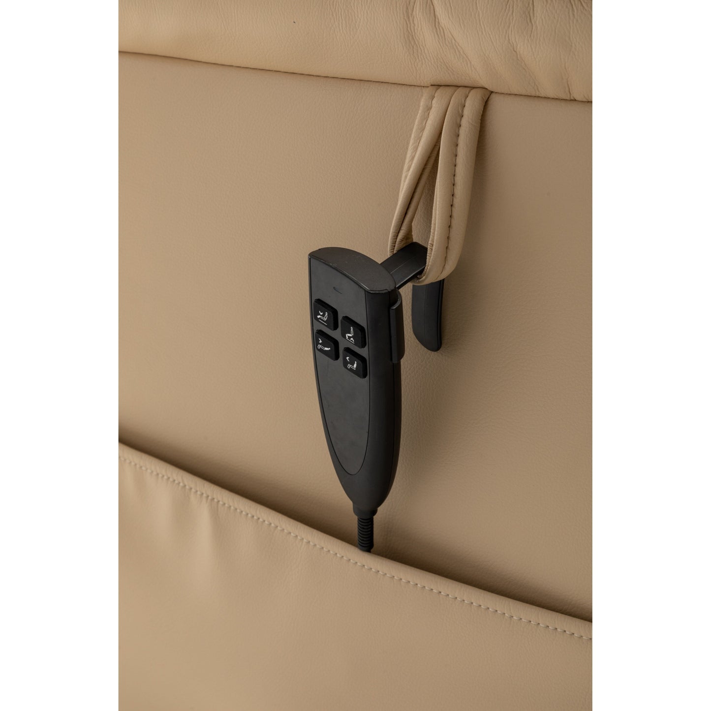 Beige Oversized Electric Recliner featuring OKIN Motor, 180Â° Lay Flat Lift, Extra-Wide Seat, and Storage Pockets