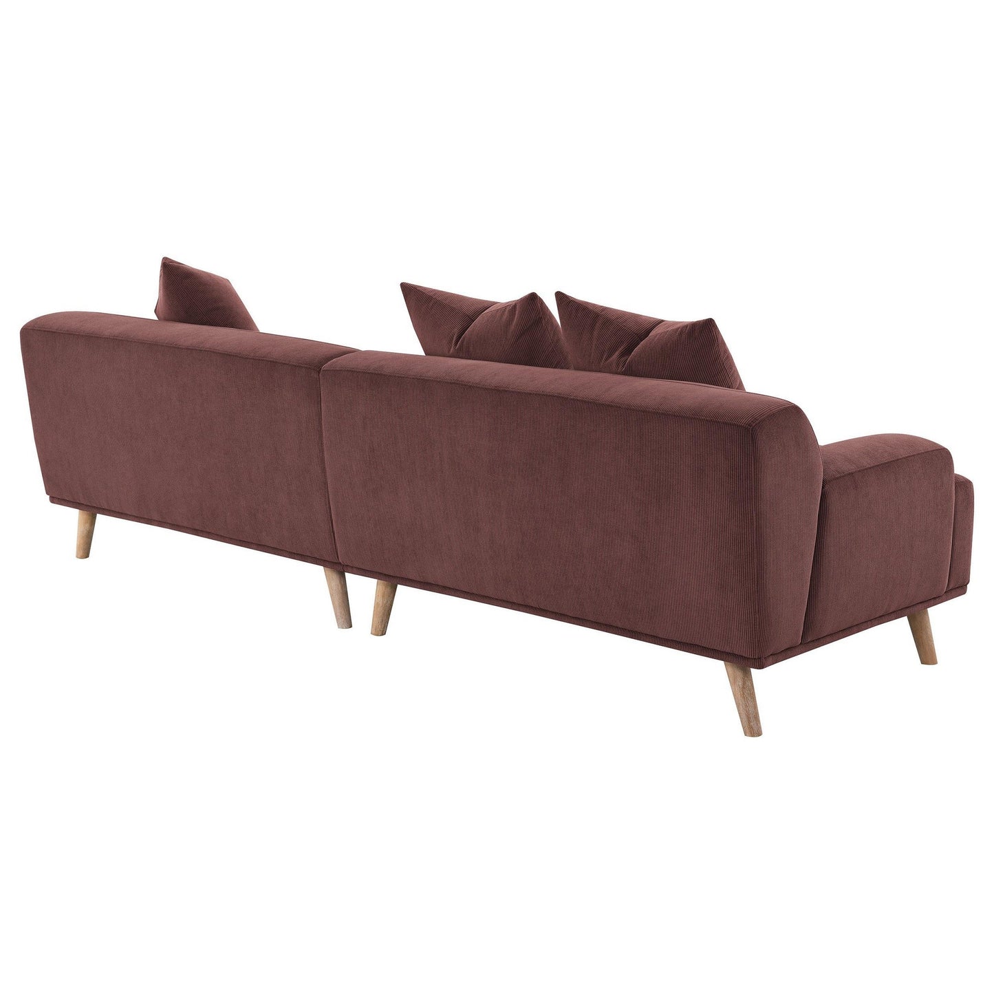 Beno Long Sofa, 103 Inch, Retro Burgundy Red Corduroy, 4 Throw Pillows