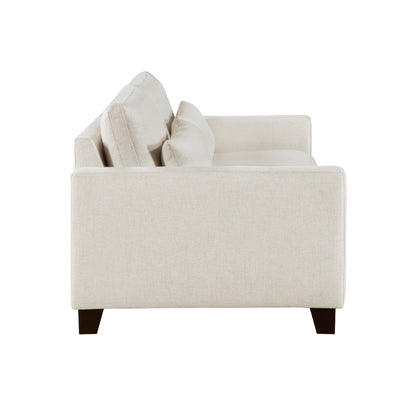 Bior Sofa, 2 Lumbar Pillows, Ivory Fabric, 89 Inch, Modern Design