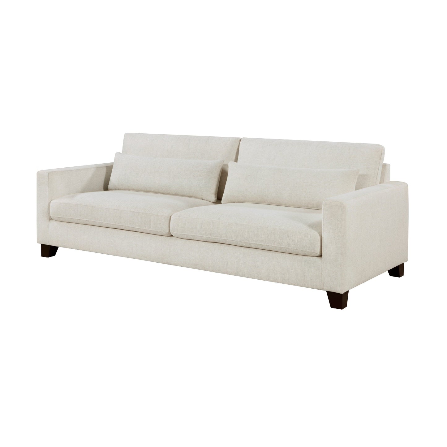 Bior Sofa, 2 Lumbar Pillows, Ivory Fabric, 89 Inch, Modern Design