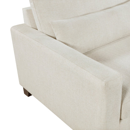 Bior Sofa, 2 Lumbar Pillows, Ivory Fabric, 89 Inch, Modern Design
