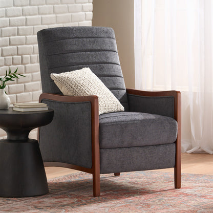 Birch Wood Push?Back Recliner Chair with Channel Stitching
