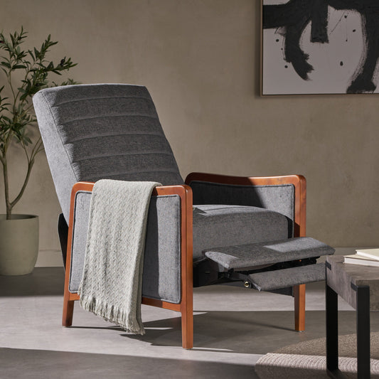 Birch Wood Push?Back Recliner Chair with Channel Stitching