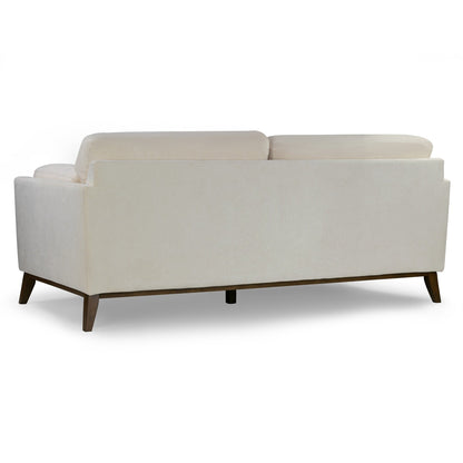 Birre Beige Micro Boucle Fabric Sofa with Walnut Wood Legs