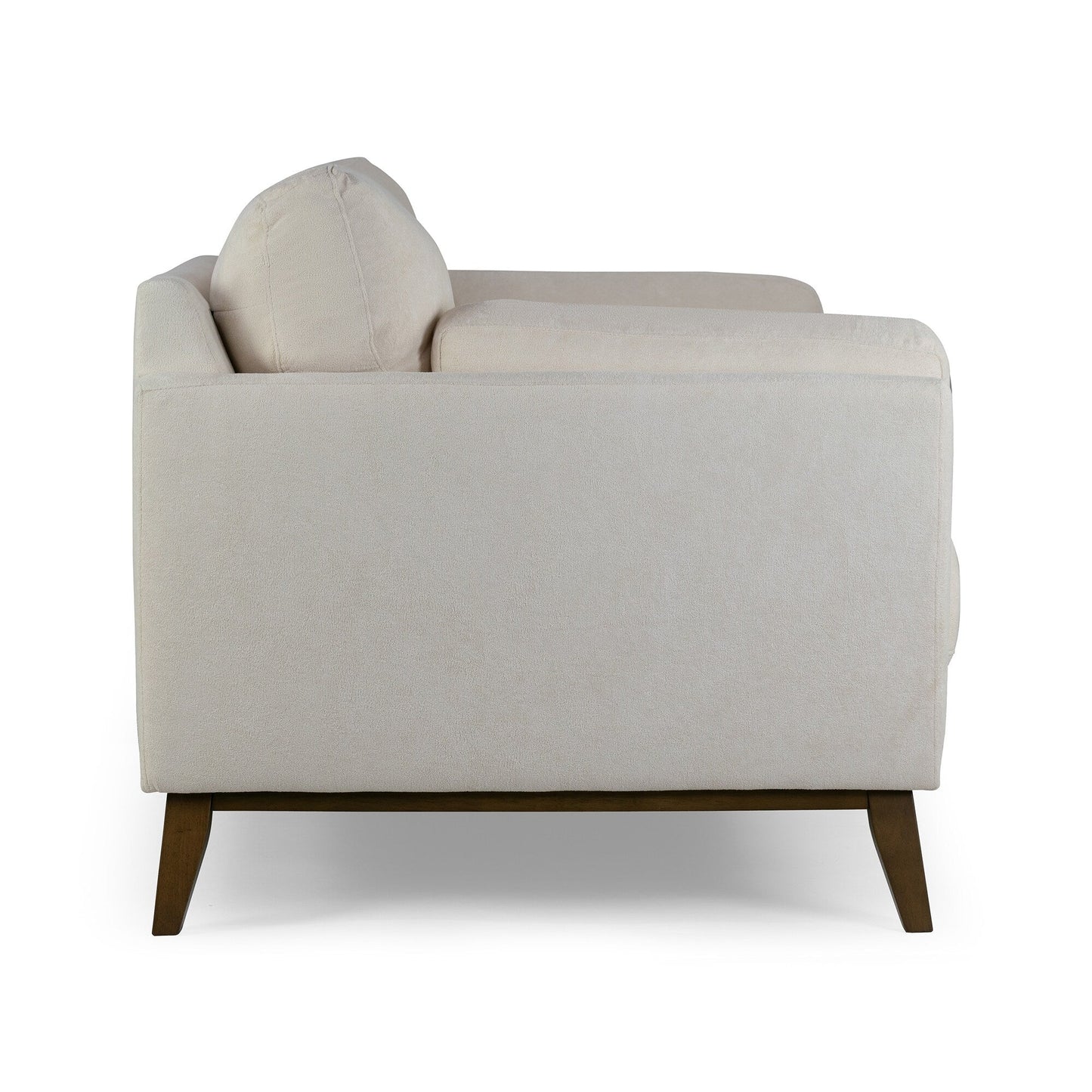 Birre Beige Micro Boucle Fabric Sofa with Walnut Wood Legs