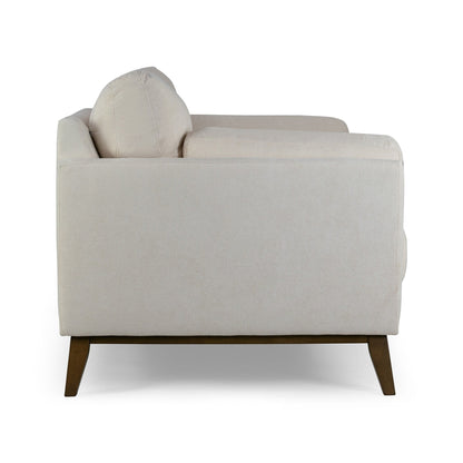 Birre Beige Micro Boucle Fabric Sofa with Walnut Wood Legs