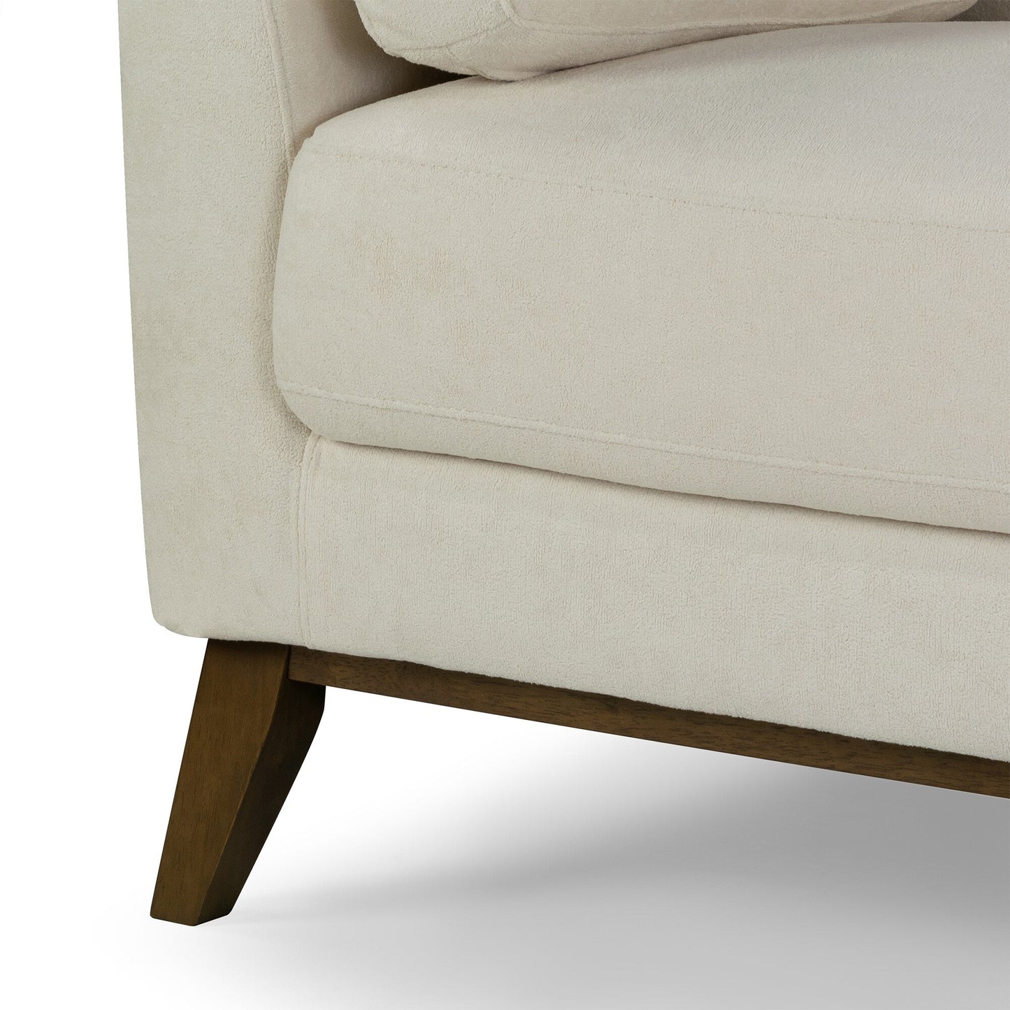 Birre Beige Micro Boucle Fabric Sofa with Walnut Wood Legs