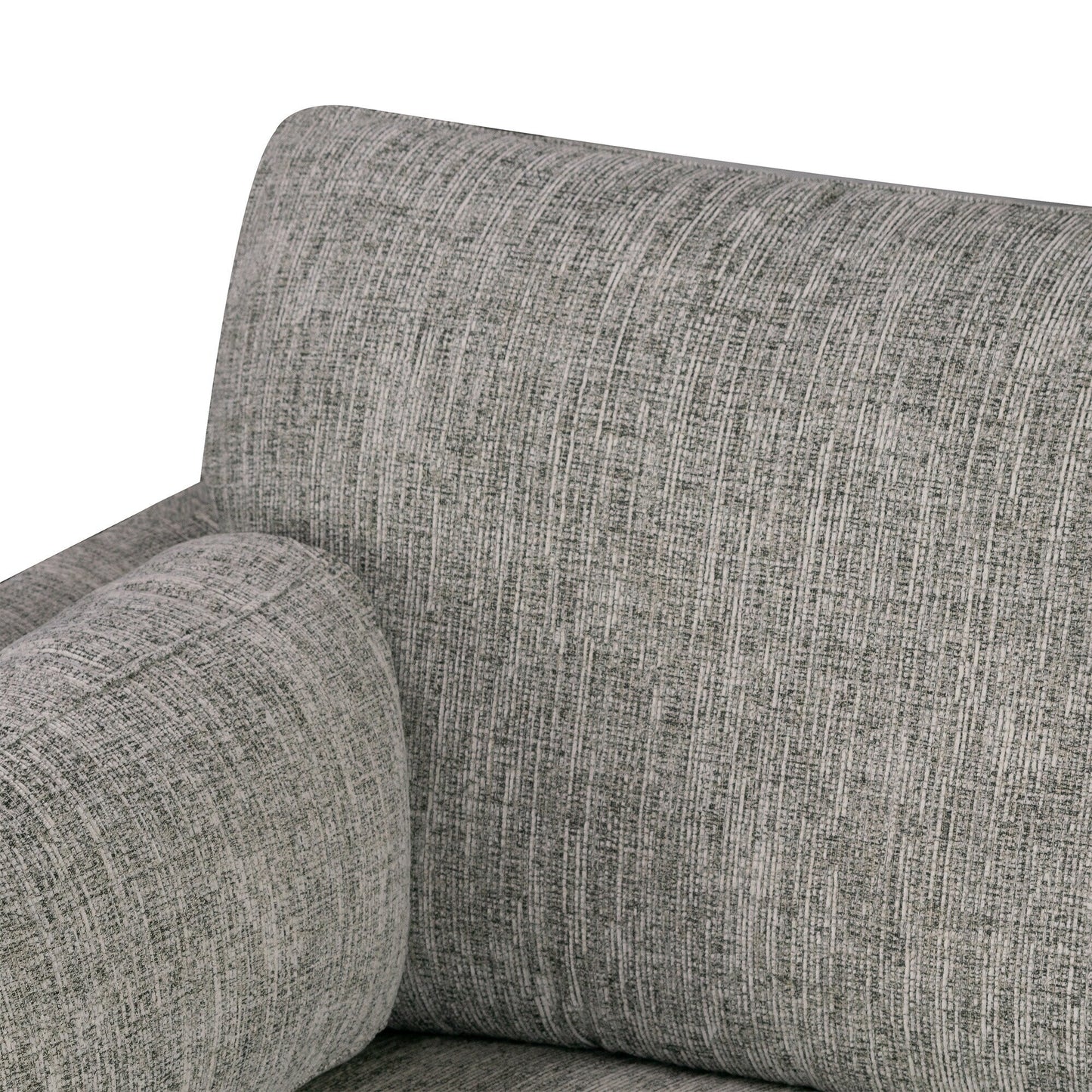 Birre Black and Ivory Blend Chenille Tweed Fabric Sofa with Walnut Legs