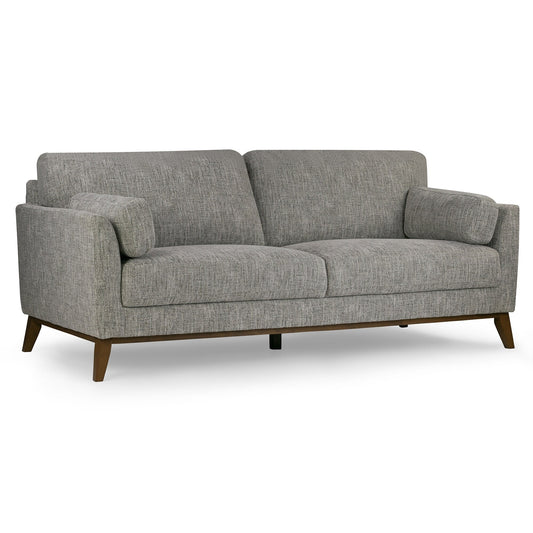 Birre Black and Ivory Blend Chenille Tweed Fabric Sofa with Walnut Legs