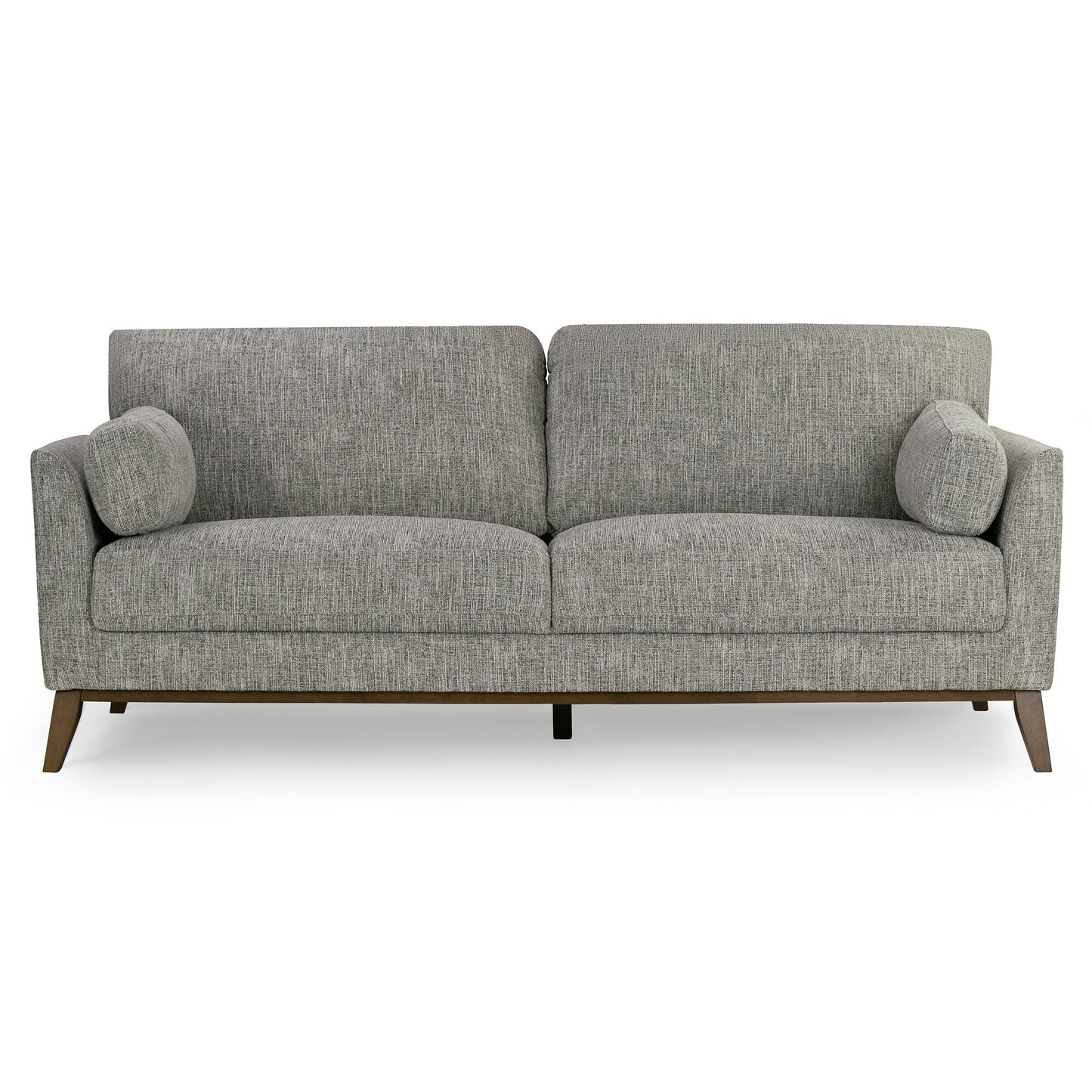 Birre Black and Ivory Blend Chenille Tweed Fabric Sofa with Walnut Legs