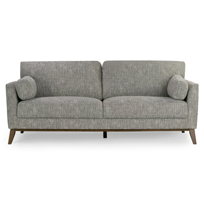 Birre Black and Ivory Blend Chenille Tweed Fabric Sofa with Walnut Legs