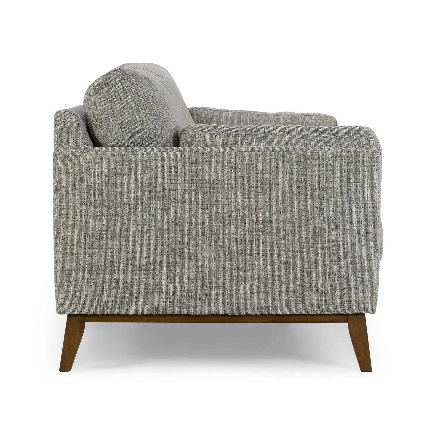 Birre Black and Ivory Blend Chenille Tweed Fabric Sofa with Walnut Legs