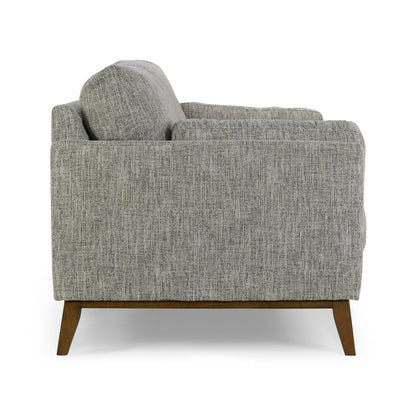 Birre Black and Ivory Blend Chenille Tweed Fabric Sofa with Walnut Legs