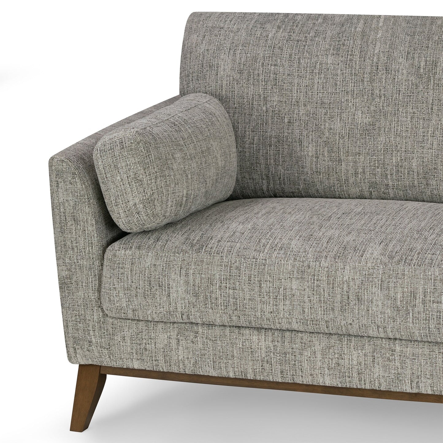 Birre Black and Ivory Blend Chenille Tweed Fabric Sofa with Walnut Legs