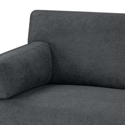 Birre Dark Gray Micro Boucle Fabric Sofa with Walnut Wood Legs