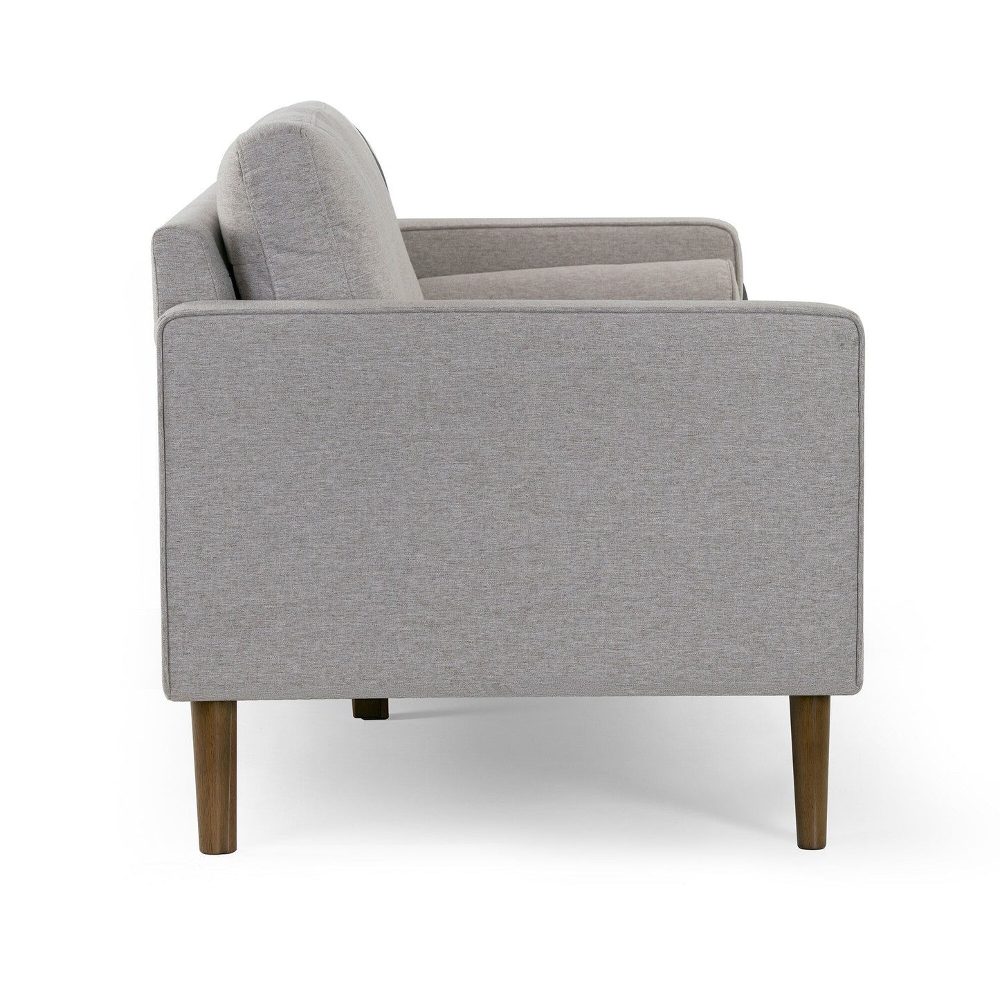 Bisera Beige Twill Tufted Fabric Sofa with Walnut Wood Legs