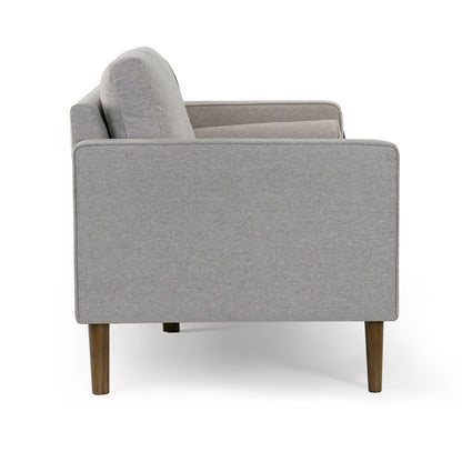 Bisera Beige Twill Tufted Fabric Sofa with Walnut Wood Legs
