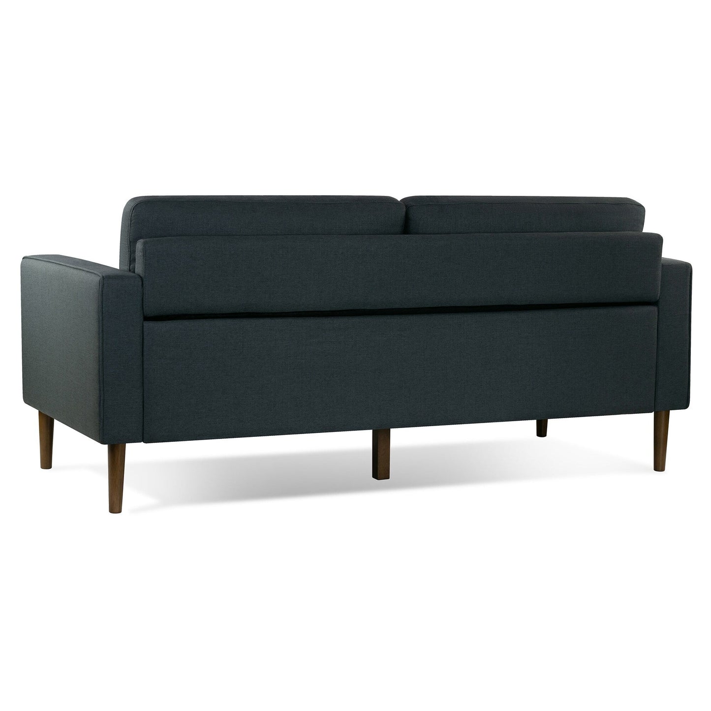 Bisera Dark Gray Twill Tufted Fabric Sofa with Walnut Wood Legs