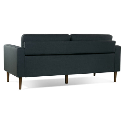 Bisera Dark Gray Twill Tufted Fabric Sofa with Walnut Wood Legs