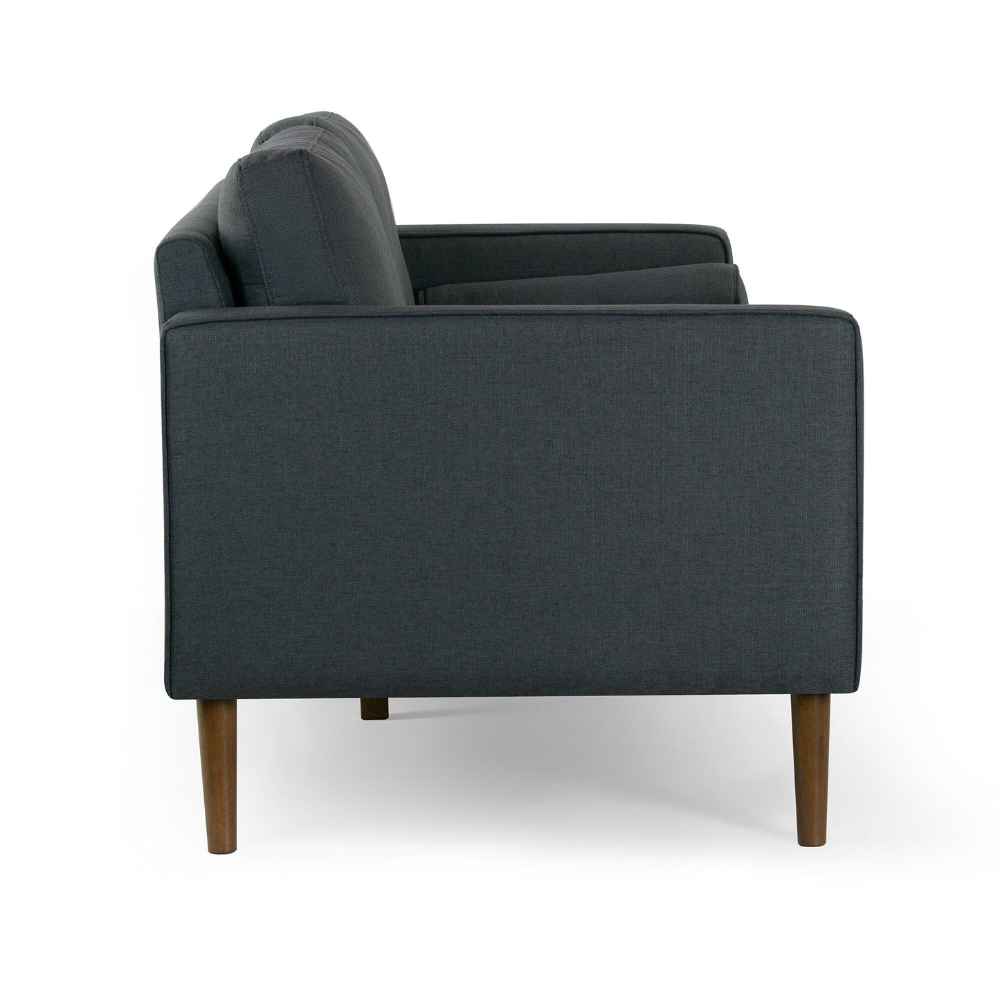 Bisera Dark Gray Twill Tufted Fabric Sofa with Walnut Wood Legs