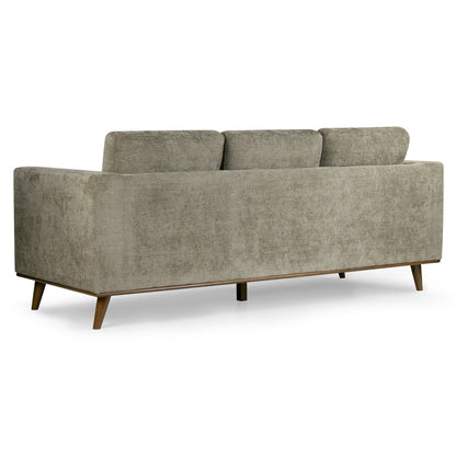 Bishop Brown Corduroy Twill Fabric Sofa with Walnut Wood Legs