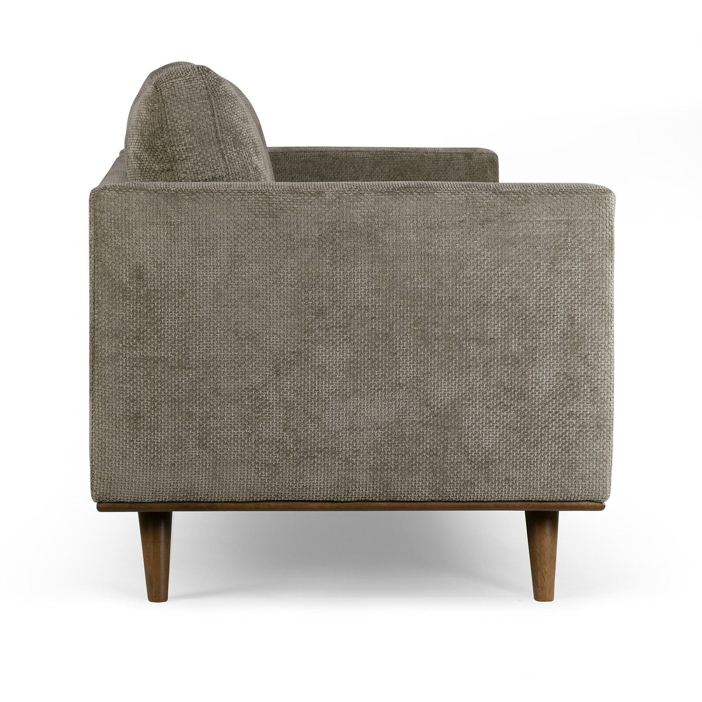 Bishop Brown Corduroy Twill Fabric Sofa with Walnut Wood Legs