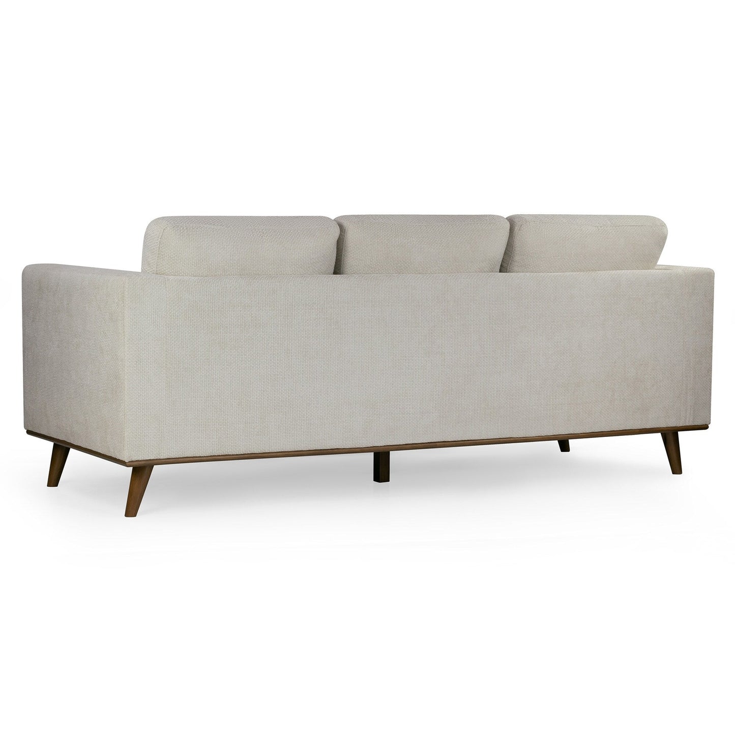 Bishop White Corduroy Twill Fabric Sofa with Walnut Wood Legs