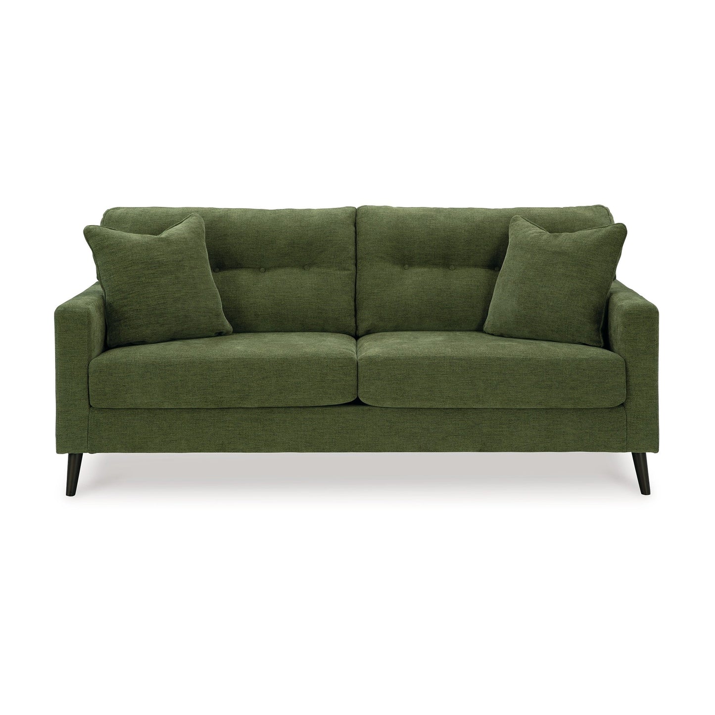 Bixy Sofa, 2 Accent Throw Pillows, 79 Inch Green Tufted Polyester