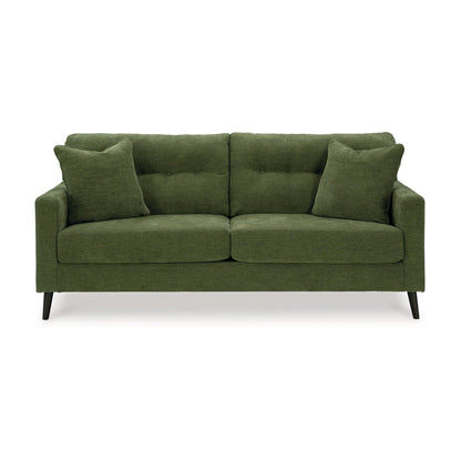 Bixy Sofa, 2 Accent Throw Pillows, 79 Inch Green Tufted Polyester
