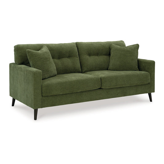 Bixy Sofa, 2 Accent Throw Pillows, 79 Inch Green Tufted Polyester