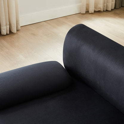 Black 105 Large 3 Seater Modular Sectional Sofa, with Movable Ottoman, Deep Seat Cloud Sofa, Solid Wood Frame