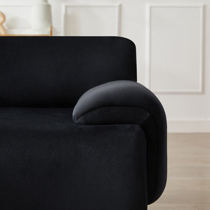 Black 105 Large Modular 3-Seater Sectional Sofa with Movable Ottoman, Deep Seating, and Solid Wood Frame