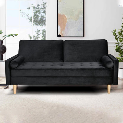 Black 3-seater Sofa with Cotton Cushion