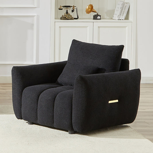 Black 39.7 Modern Fabric 1-Seater Couch with High-Resilience Cushions and Solid Wood Frame
